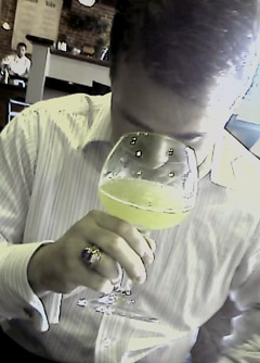 Me, getting a good sniff of the fragrant and wonderfully refreshing St. Bernardus Blanche